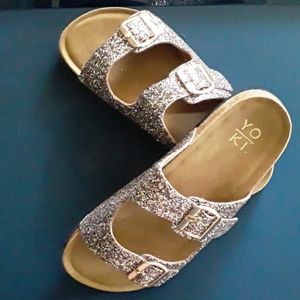 Multicolor glitter sandals